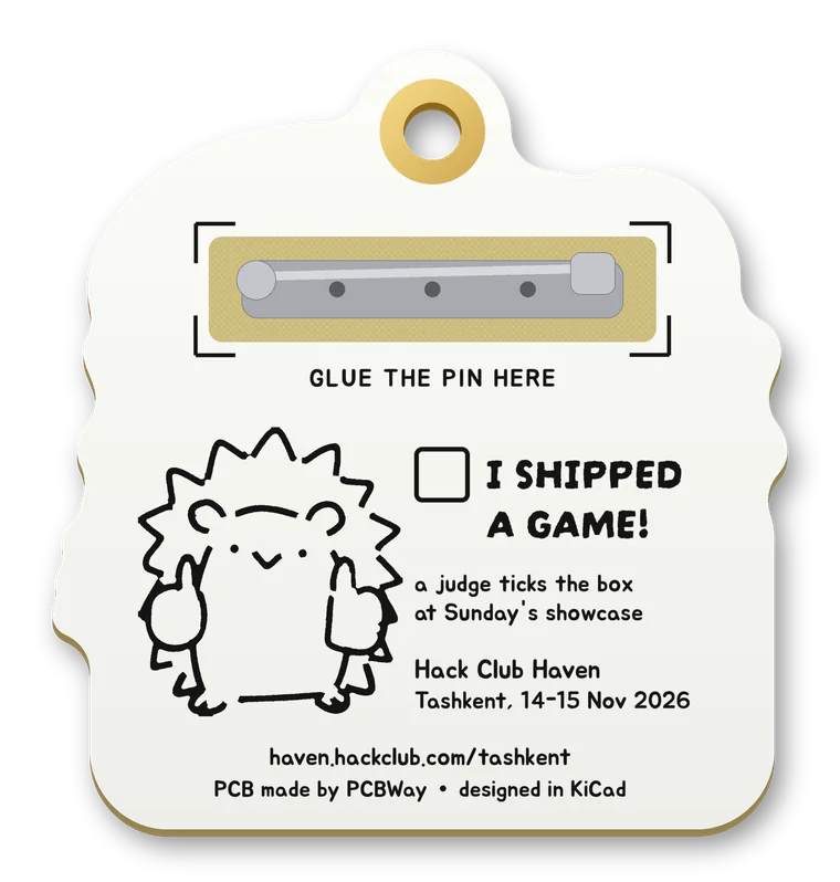HACKER badge back with pin